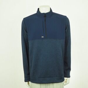 Under Armour Drive Storm Fleece Pullover Golf Sweater Mens XL Dark Blue 1/2-Zip